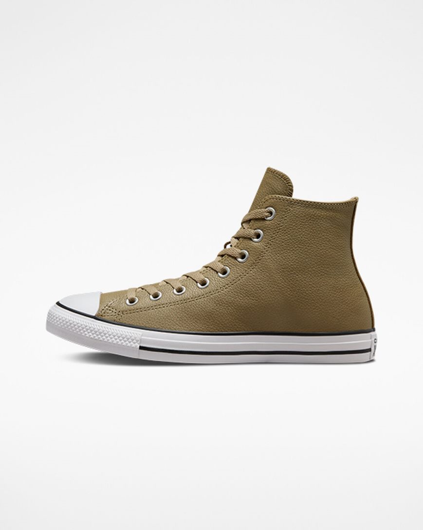 Zapatillas Altas Converse Chuck Taylor All Star Cuero Hombre Kaki | PE 27W04E